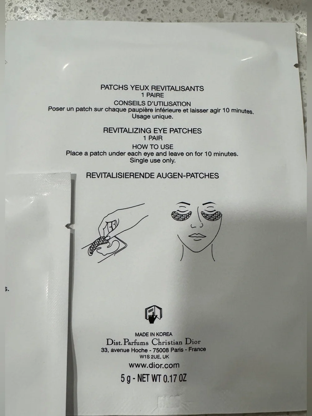 Christian Dior❕Set of Two ! Sheets Gray Eye Patches